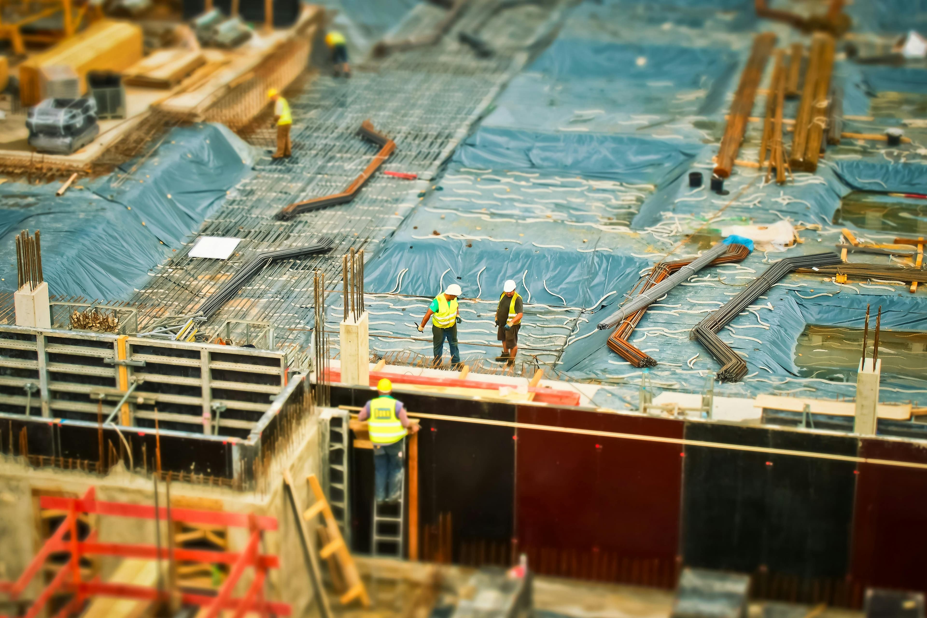 Construction site with security camera